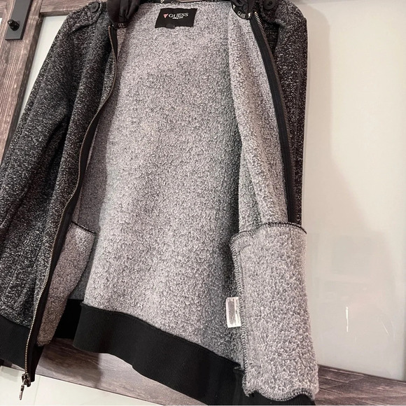 Guess Women’s Charcoal Full Zip Jacket w/ Military Style Shoulder Strap Detail - Picture 6 of 8